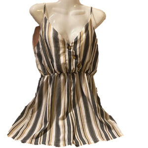 I Love It Striped  Cami Romper Women's Size Medium